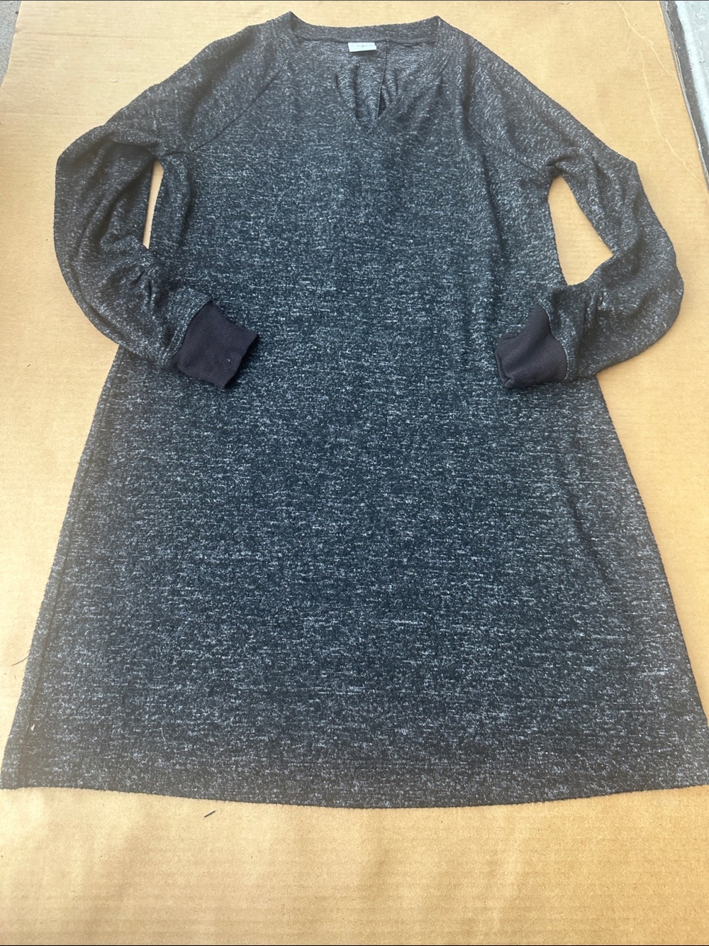 CAbi Heather Charcoal Long Sleeve Knit Shift Dress